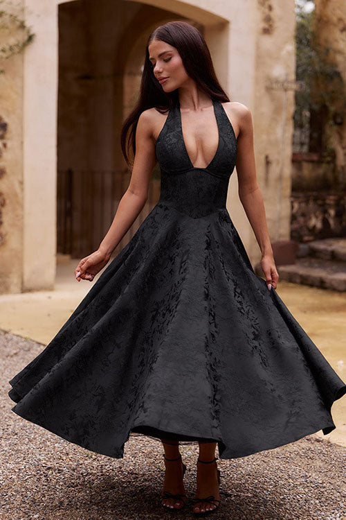 Maxi Party Dress with V-Neck