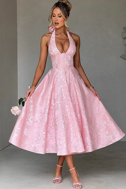 Maxi Party Dress with V-Neck
