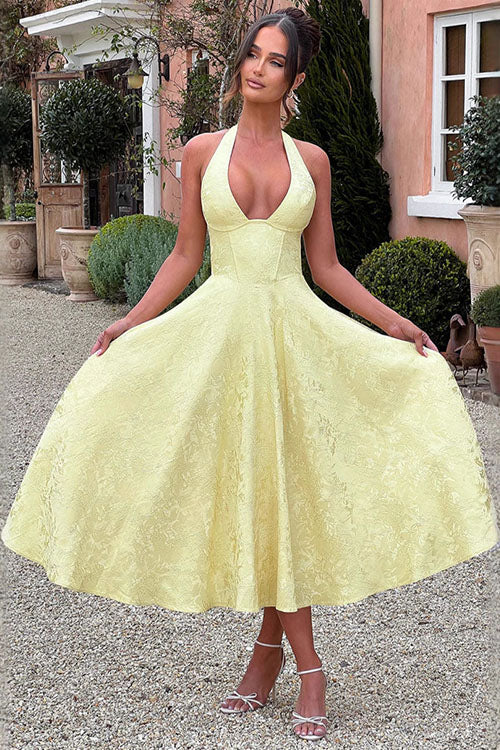 Maxi Party Dress with V-Neck