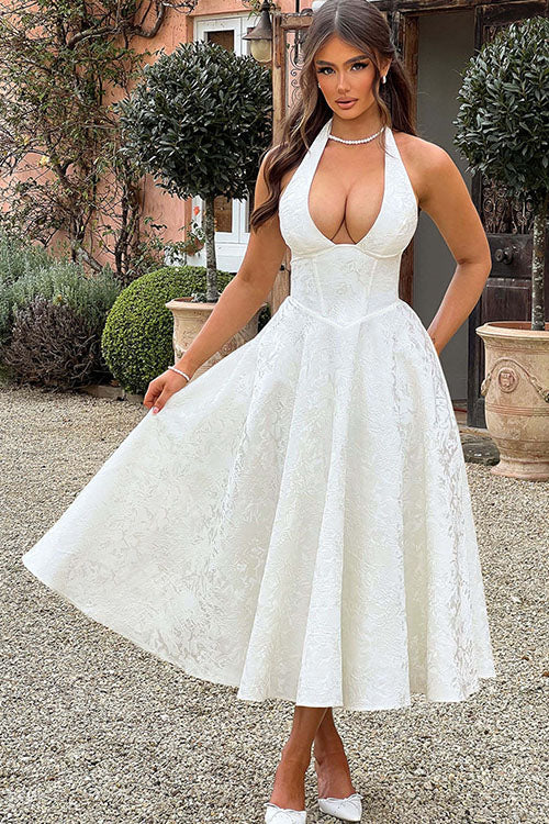 Maxi Party Dress with V-Neck