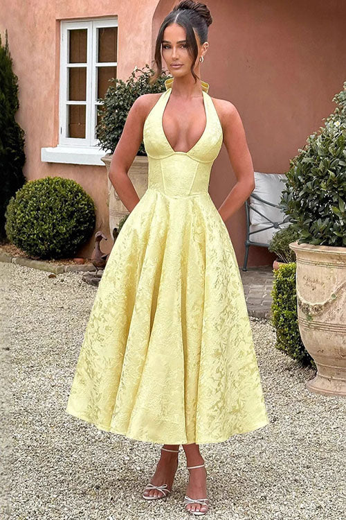 Maxi Party Dress with V-Neck