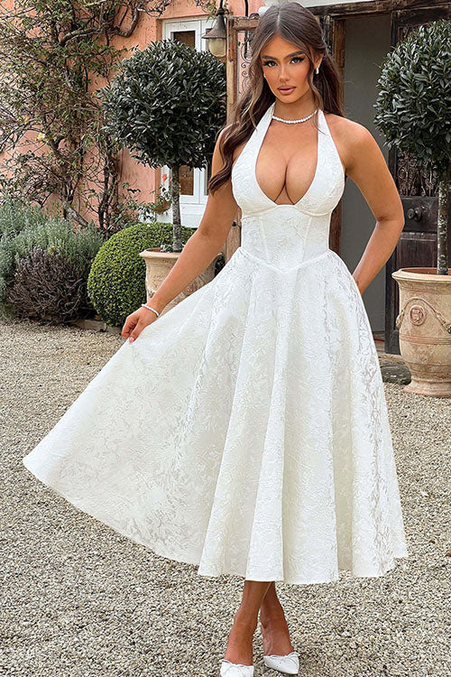 Maxi Party Dress with V-Neck