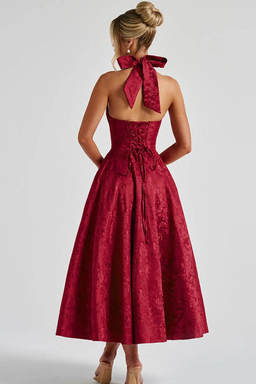 Maxi Party Dress with V-Neck