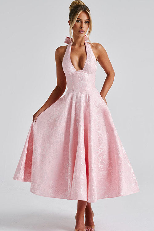 Maxi Party Dress with V-Neck