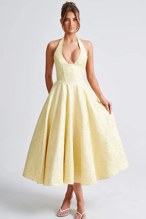 Maxi Party Dress with V-Neck