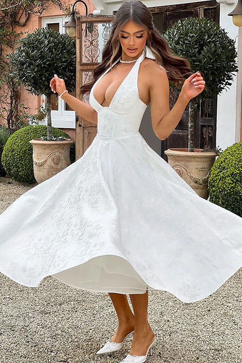 Maxi Party Dress with V-Neck