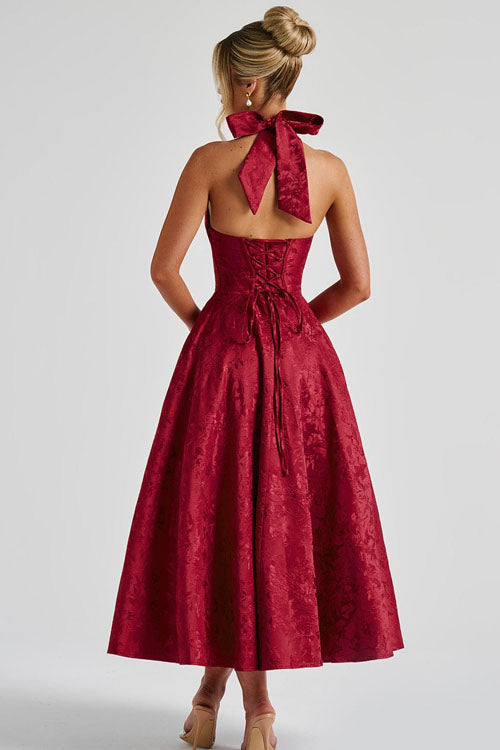 Maxi Party Dress with V-Neck