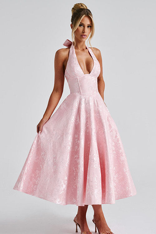 Maxi Party Dress with V-Neck