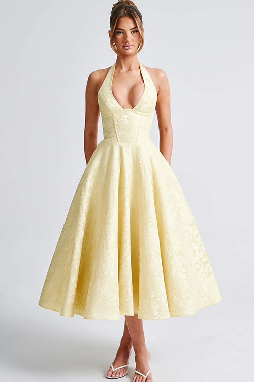 Maxi Party Dress with V-Neck