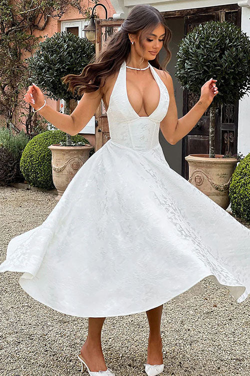 Maxi Party Dress with V-Neck