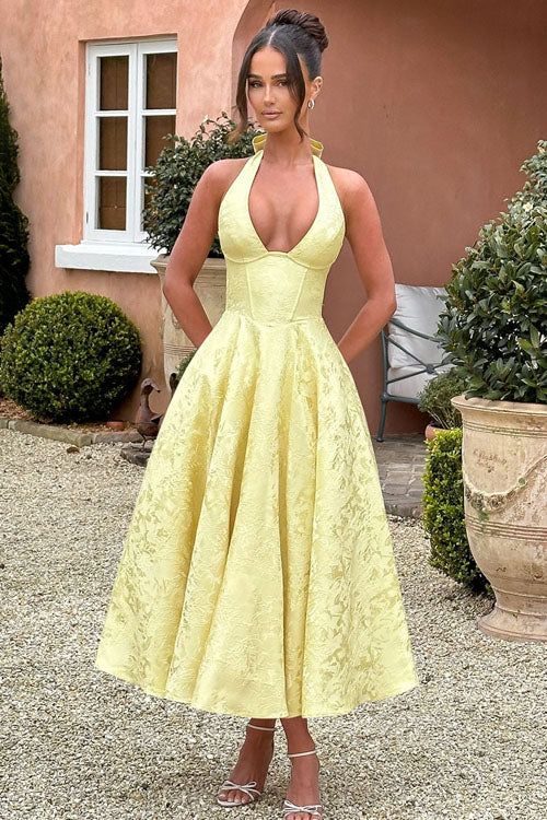 Maxi Party Dress with V-Neck
