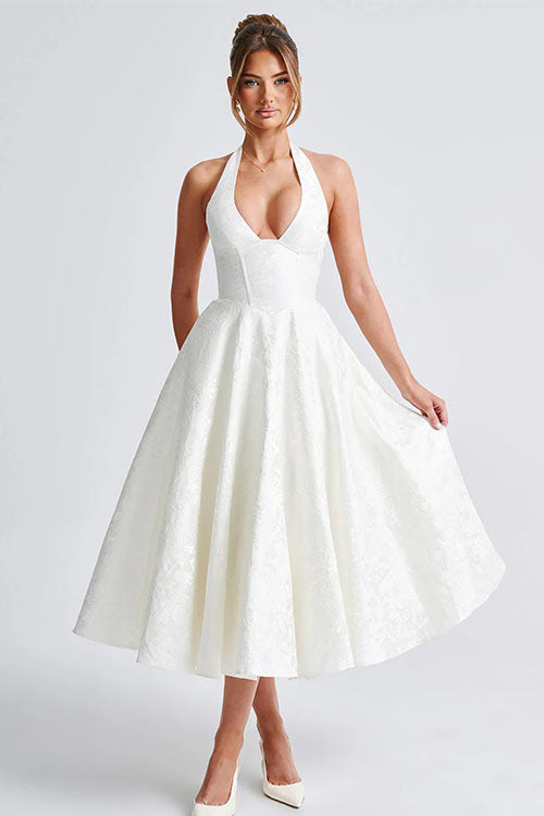 Maxi Party Dress with V-Neck