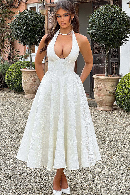 Maxi Party Dress with V-Neck