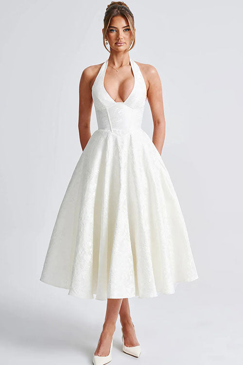 Maxi Party Dress with V-Neck