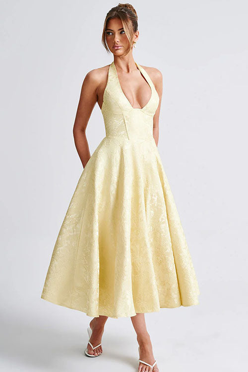 Maxi Party Dress with V-Neck