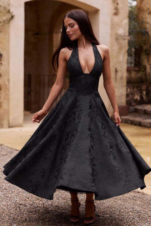 Maxi Party Dress with V-Neck
