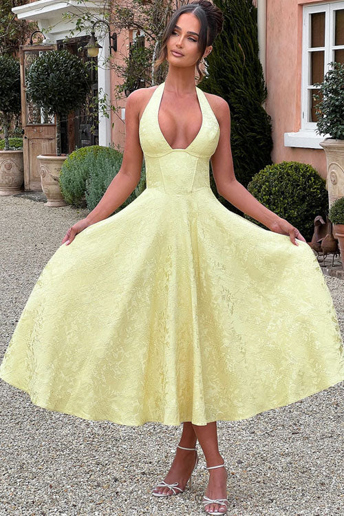 Maxi Party Dress with V-Neck