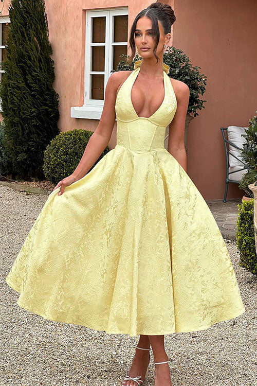 Maxi Party Dress with V-Neck