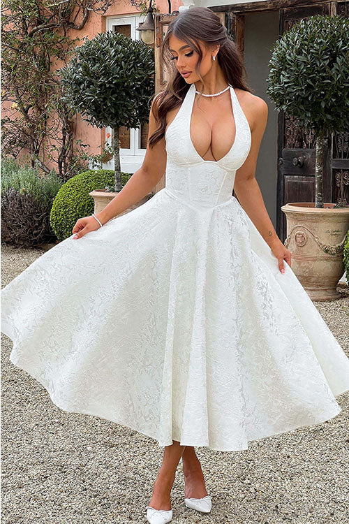 Maxi Party Dress with V-Neck
