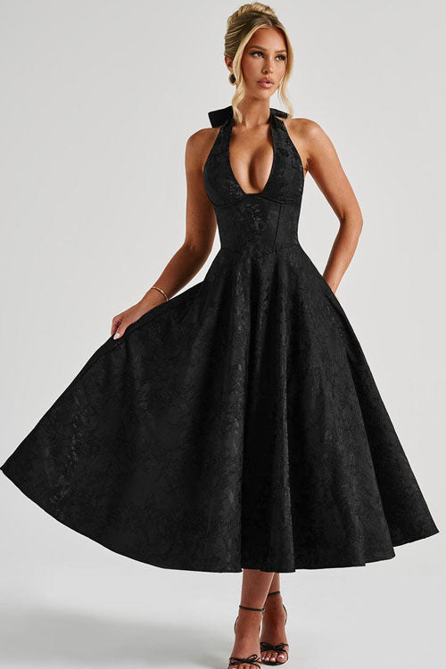 Maxi Party Dress with V-Neck