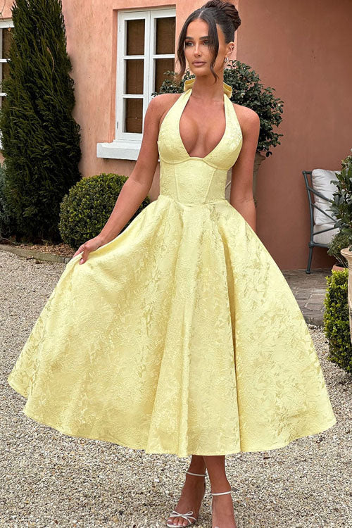 Maxi Party Dress with V-Neck