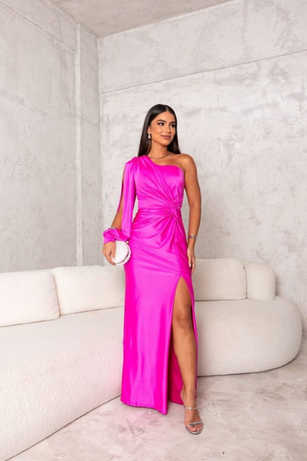 Maxi Wedding Guest Dress with One-Shoulder