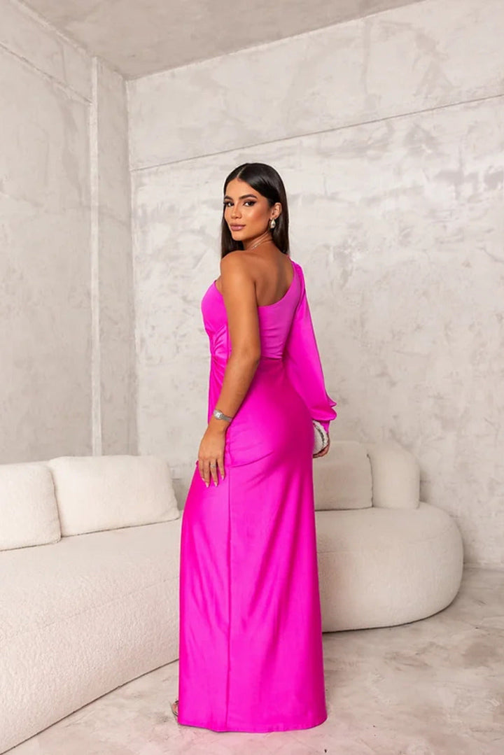 Maxi Wedding Guest Dress with One-Shoulder