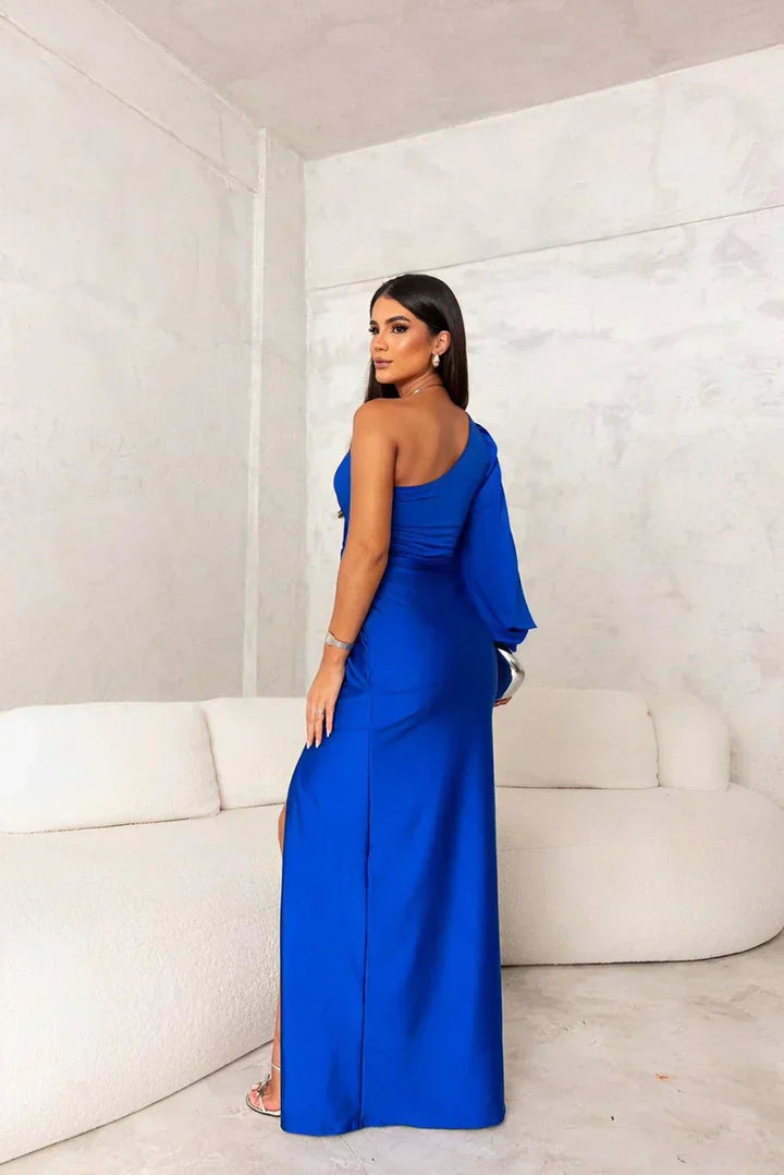 Maxi Wedding Guest Dress with One-Shoulder