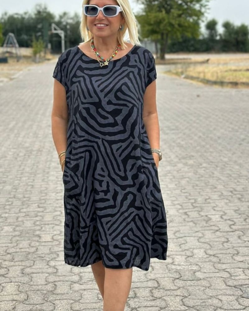 Midi Dress with Round Neck