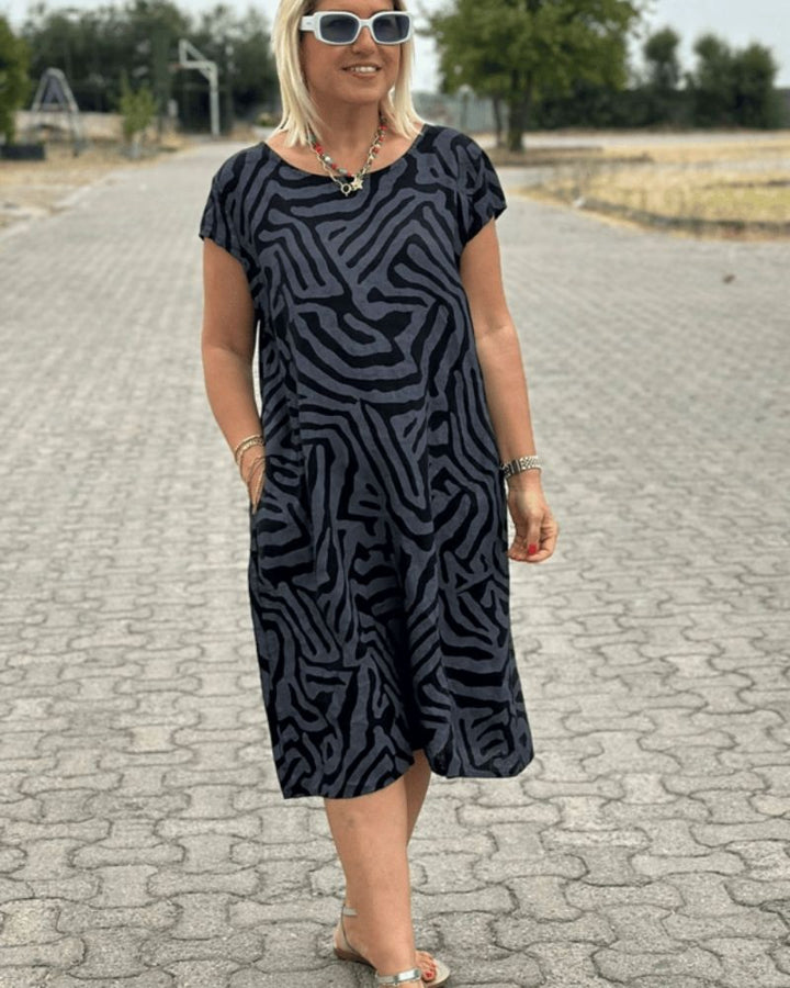 Midi Dress with Round Neck