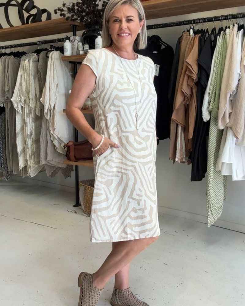 Midi Dress with Round Neck