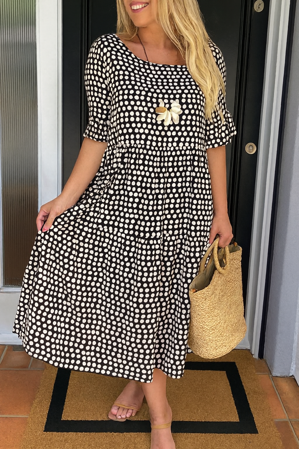 Midi Dress with Short Sleeves