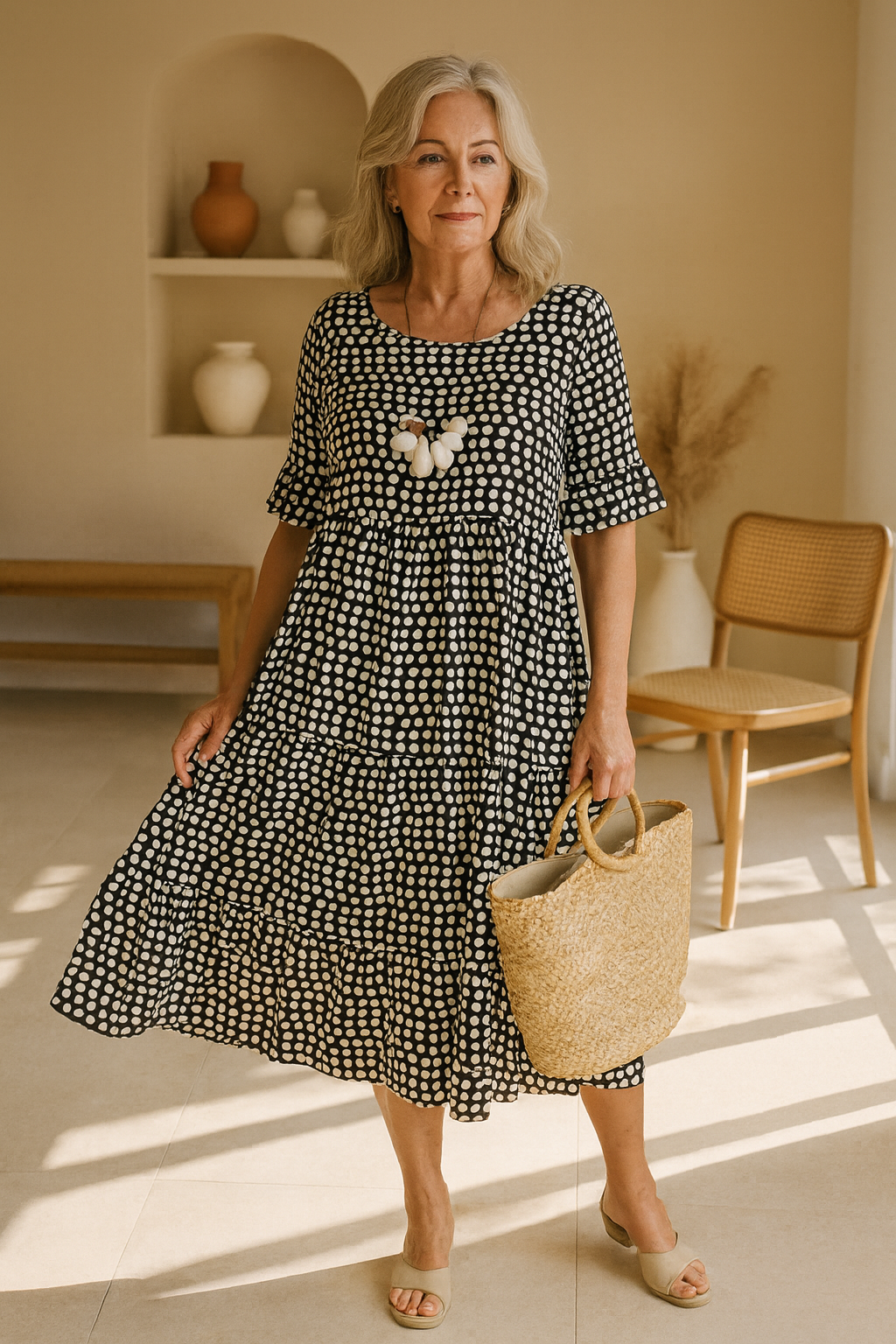 Midi Dress with Short Sleeves