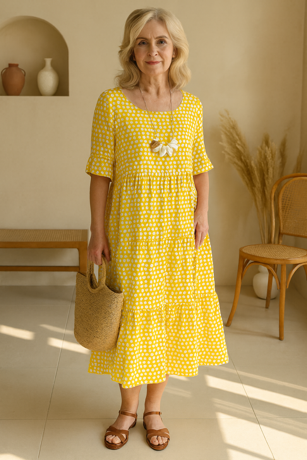Midi Dress with Short Sleeves