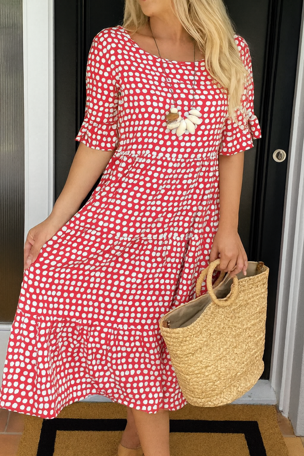 Midi Dress with Short Sleeves