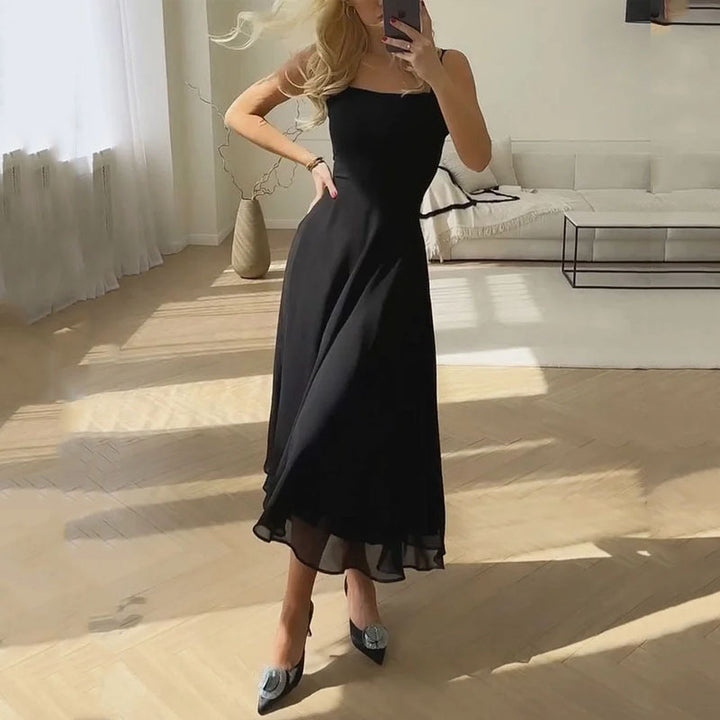 Midi Party Dress with Square Neck