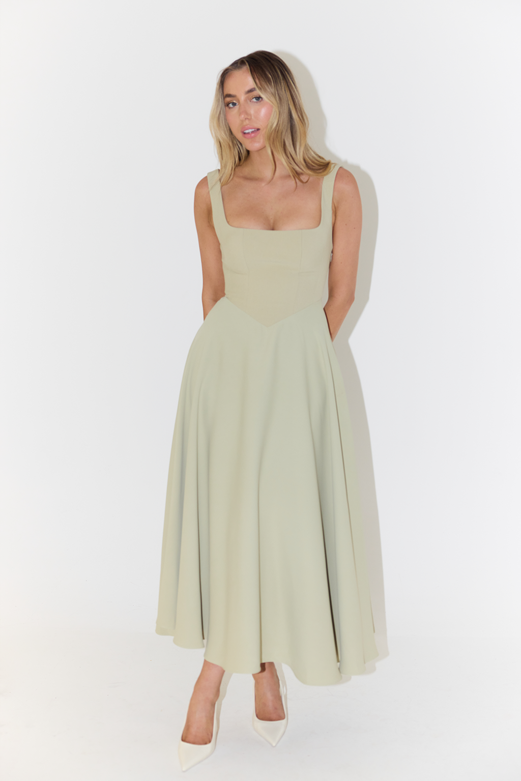 Midi Dress with Square Neck