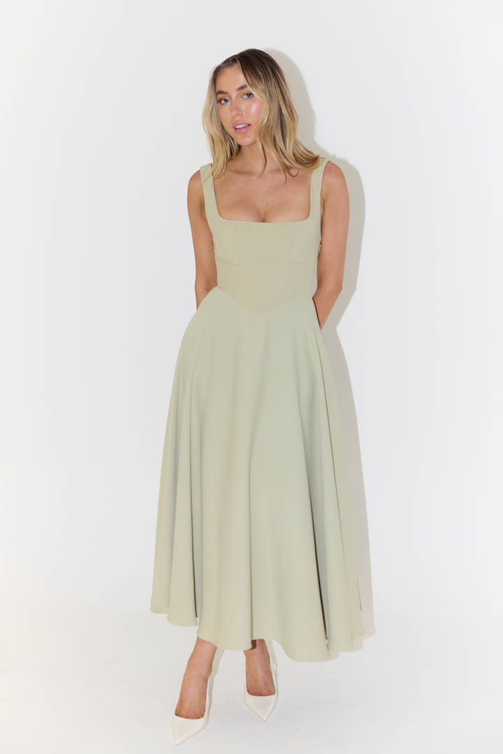 Midi Dress with Square Neck