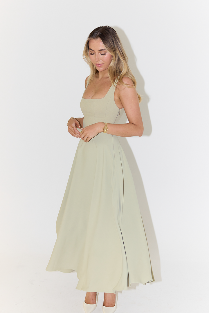Midi Dress with Square Neck