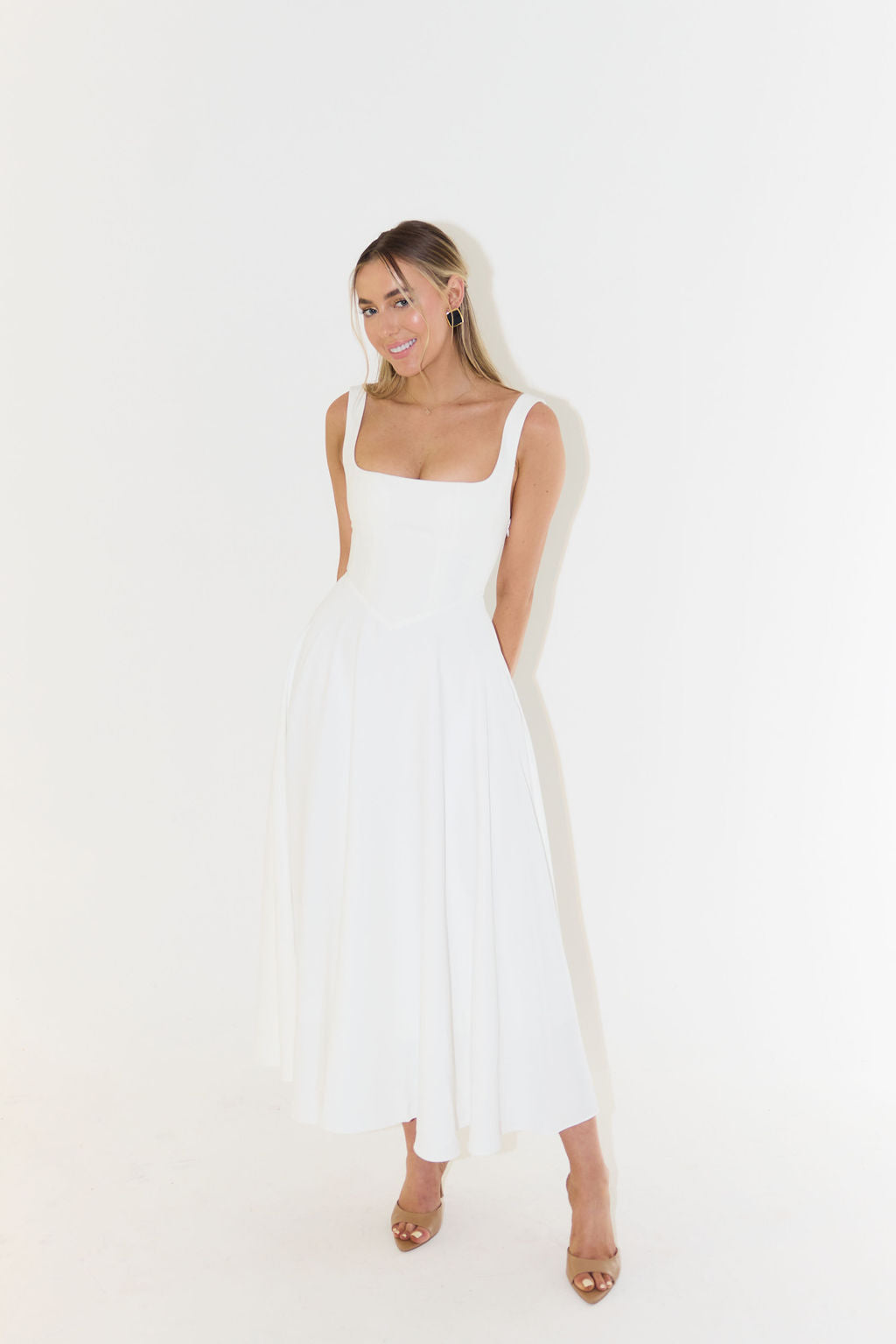 Midi Dress with Square Neck