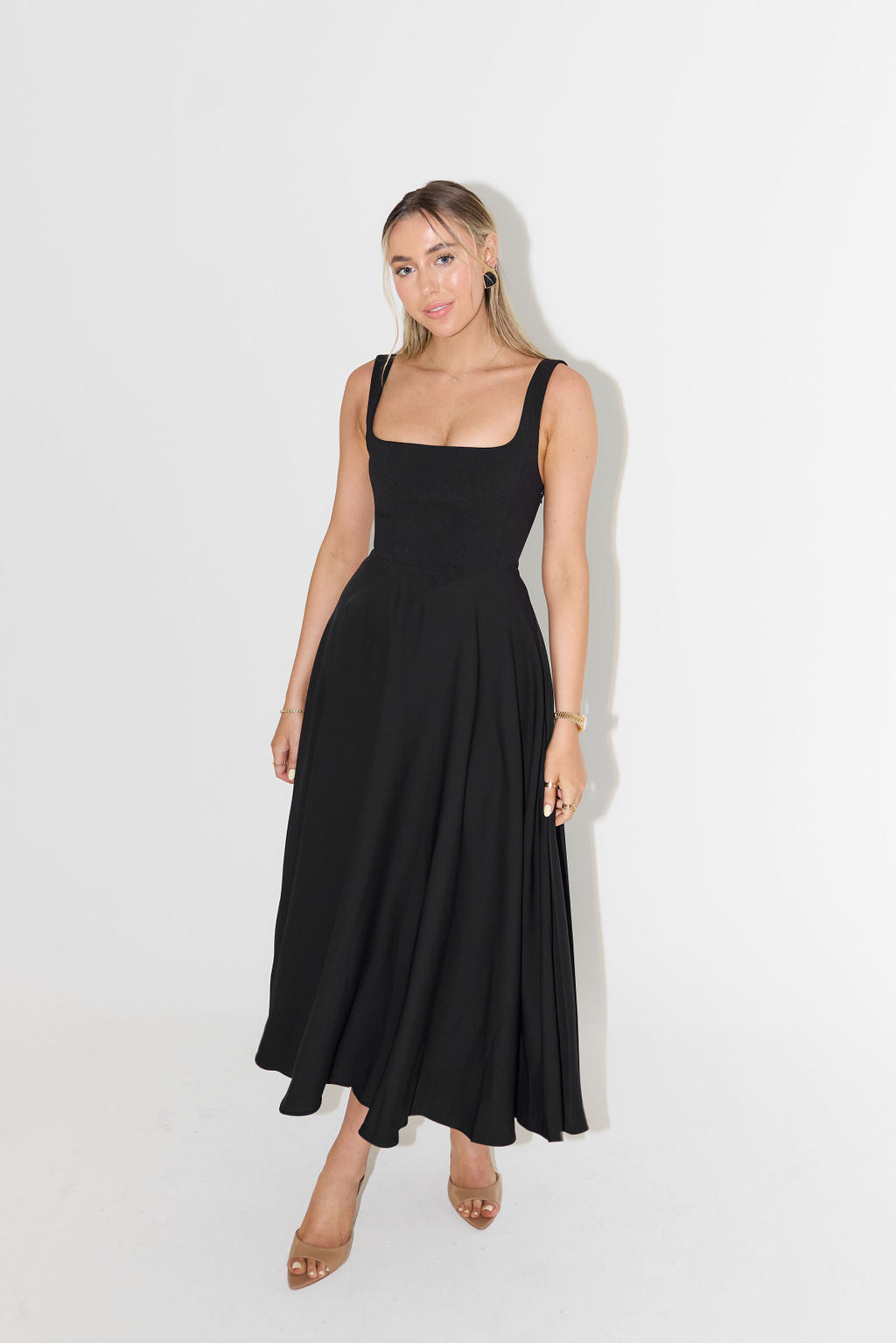 Midi Dress with Square Neck
