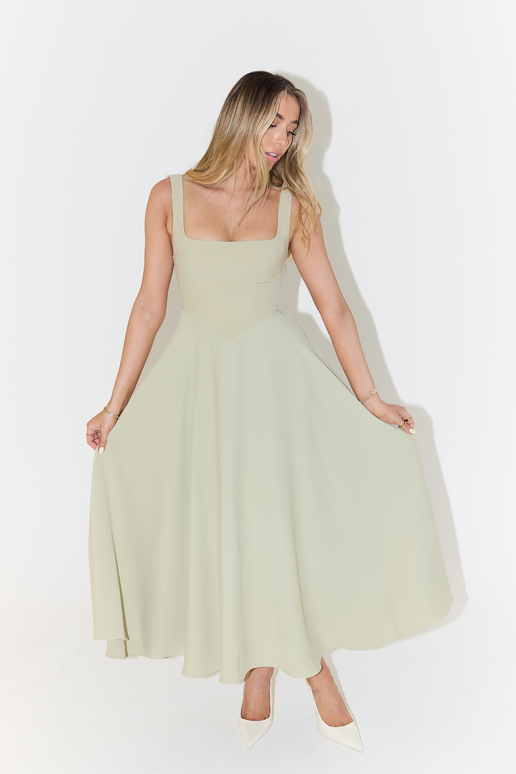 Midi Dress with Square Neck