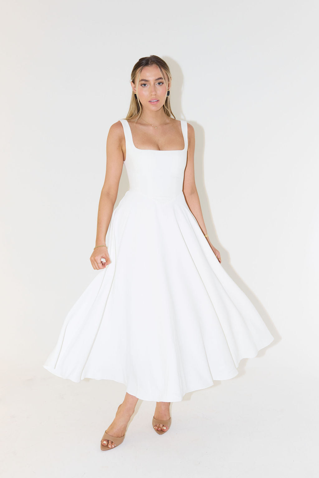 Midi Dress with Square Neck