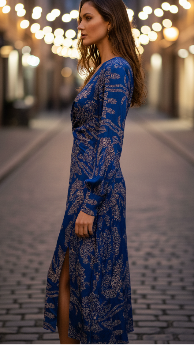 Midi Dress with V-Neck