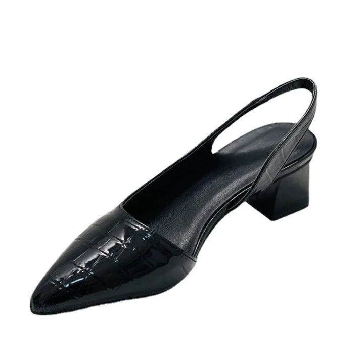 Orthopedic Pumps with Block Heel and Crocodile Pattern