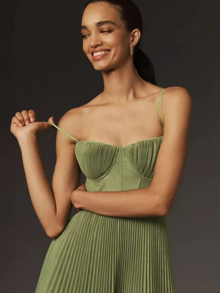 Pleated A-Line Maxi Dress