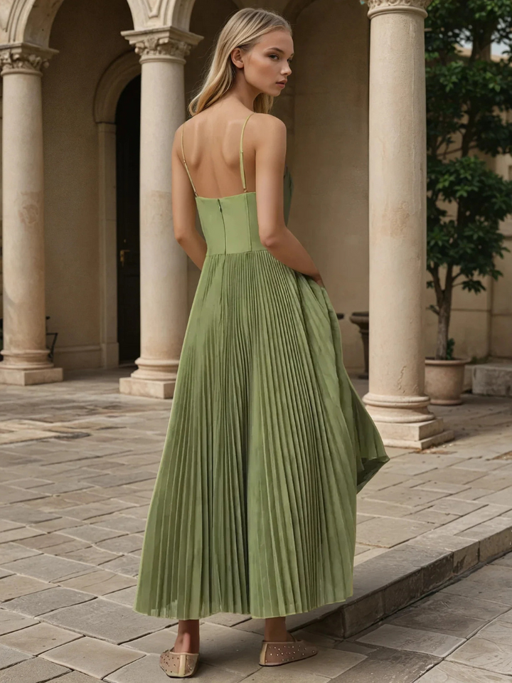 Pleated A-Line Maxi Dress