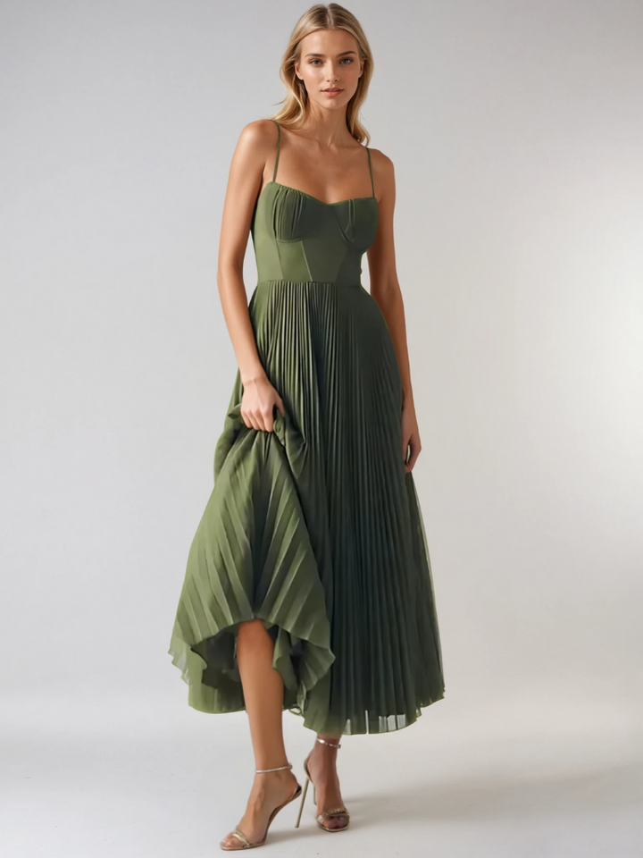 Pleated A-Line Maxi Dress