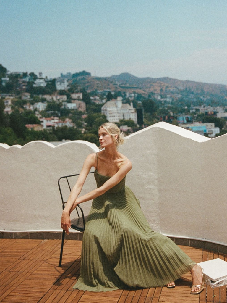Pleated A-Line Maxi Dress