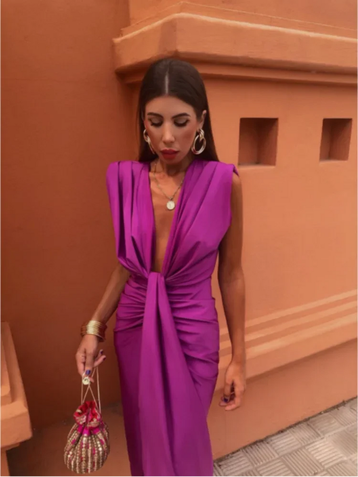 Pleated Maxi Party Dress